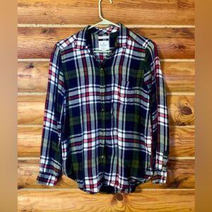 American Eagle Amazingly Soft Boyfriend Fit Flannel Button Down Shirt Size Small